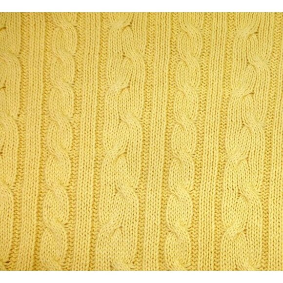 VTG Paul Harris Design Yellow Cable Knit Sweater Large 55% Ramie 45% Cotton - Picture 11 of 12